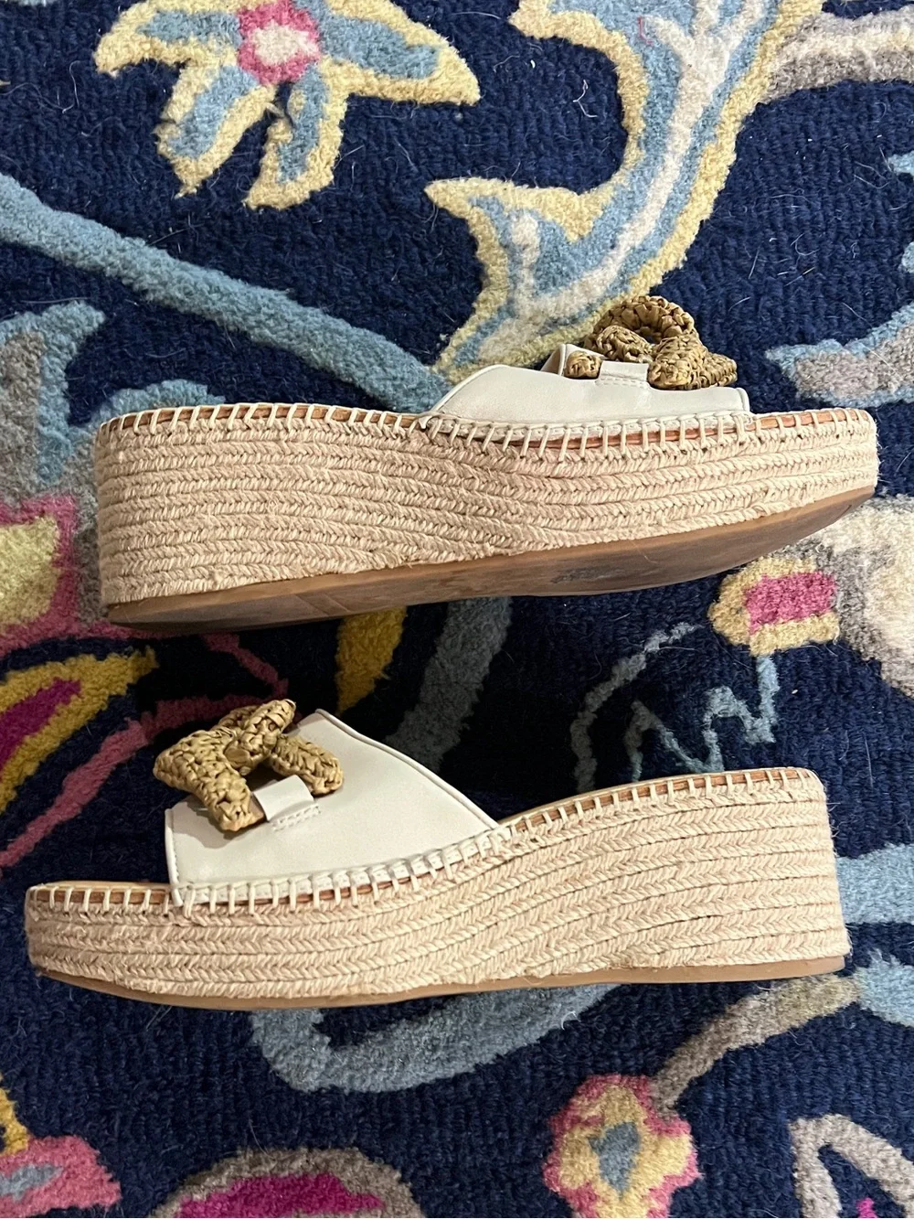 Dolce Vita Cream Raffia Chain Slide Mules